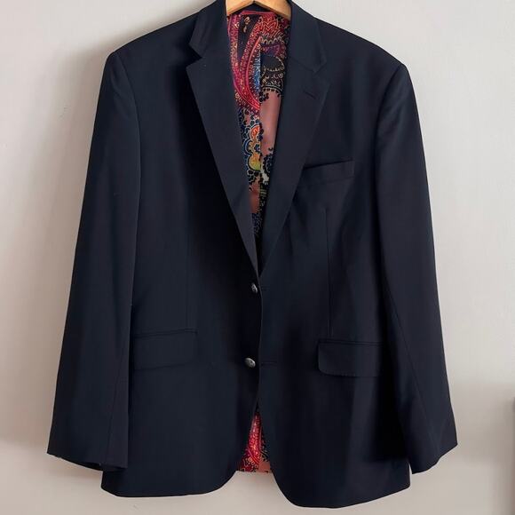 Robert Graham Black Wool Blazer Sports Coat Suit Jacket Paisley Lining Size 40